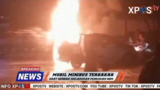 Mobil Minibus Terbakar Saat Hendak Melakukan Pengisian BBM di SPBU Jalan Lintas Timur