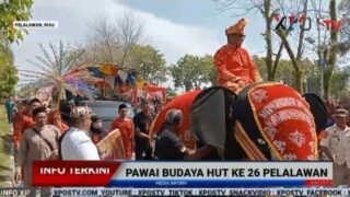 Pawai Budaya Warnai HUT ke-26 Kabupaten Pelalawan, Ribuan Warga Padati Lapangan Mini Soccer